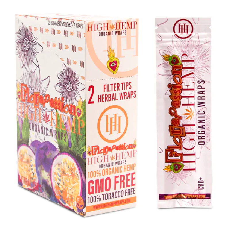 HIGH HEMP 2 FILTER TIPS ORGANIC WRAPS BOX OF 24 - FLORA PASSION