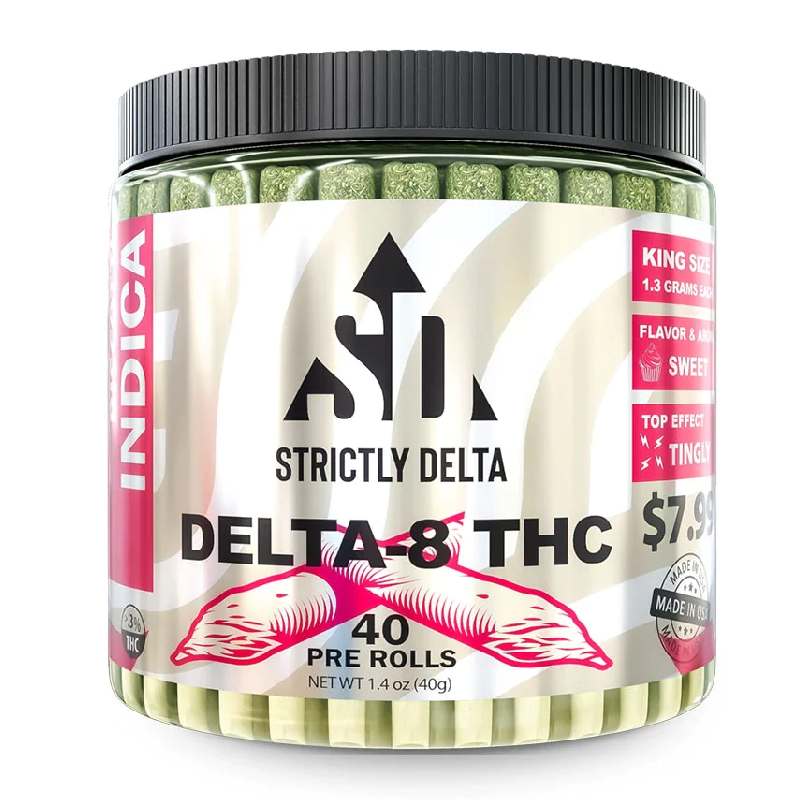 Strictly Delta Delta 8 Pre Rolls Box Of 40 Biscotti Indica Central