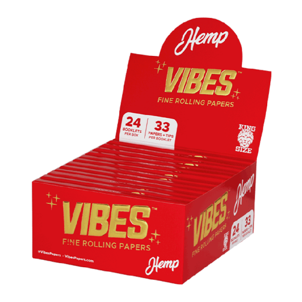 VIBES ROLLING PAPERS BOX KING SIZE W/ TIPS BOX OF 24