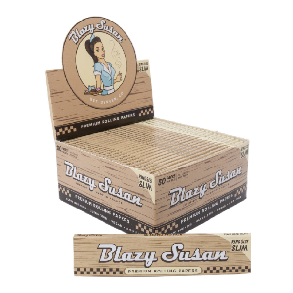 BLAZY SUSAN ROLLING PAPERS BOX - BROWN KING SIZE SLIM BOX OF 50