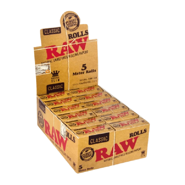 RAW ROLLS BOX - CLASSIC KING SIZE SLIM 5 METER ROLL BOX OF 24