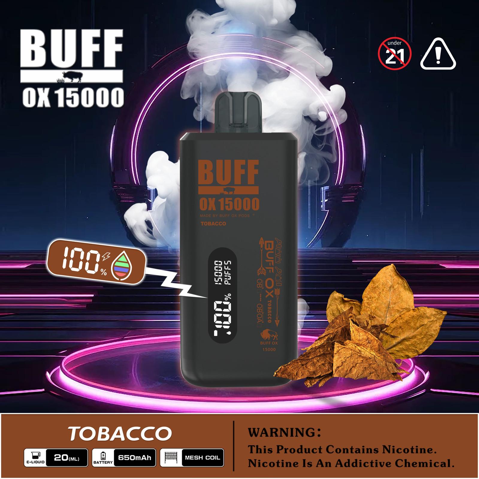 BUFF OX 15000 BOX OF 10 – TOBACCO – Central Smoke Distribution