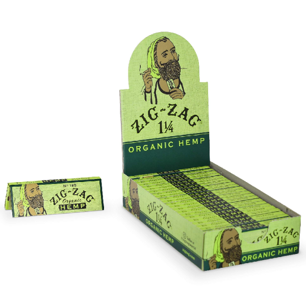 ZIG ZAG ROLLING PAPERS BOX - ORGANIC HEMP 1 1/4 SIZE BOX OF 24