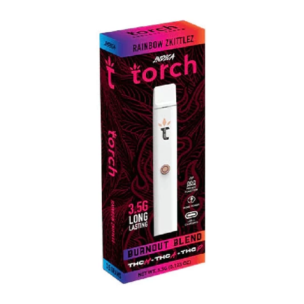 TORCH BURNOUT BLEND 3.5G THC-M THC-A THC-P DISPOSABLES BOX OF 5 - RAINBOW ZKITTLEZ