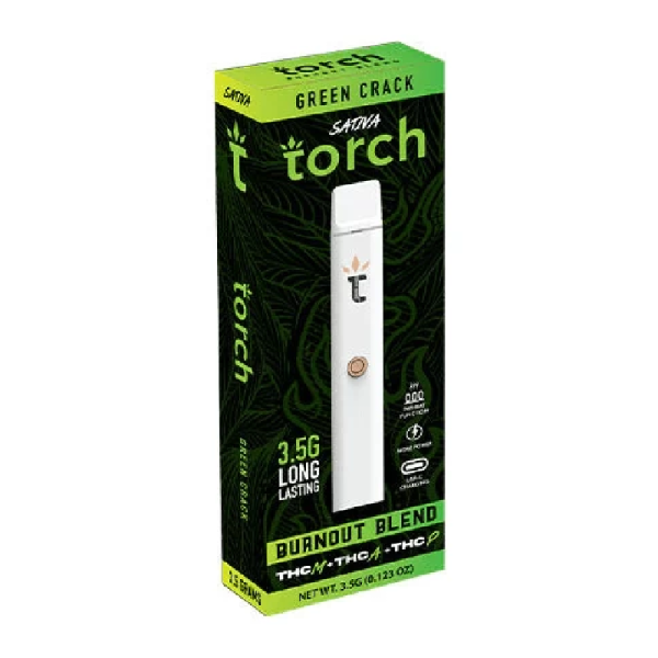 TORCH BURNOUT BLEND 3.5G THC-M THC-A THC-P DISPOSABLES BOX OF 5 - GREEN CRACK SATIVA