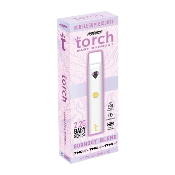 TORCH BURNOUT BLEND 2.2G THC-M THC-A THC-P DISPOSABLES BOX OF 5 - BUBBLEGUM BISCOTTI HYBRID