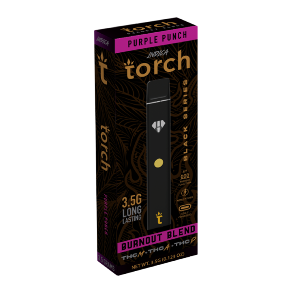 TORCH BURNOUT BLACK SERIES 3.5G THC-M THC-A THC-P DISPOSABLES BOX OF 5 - PURPLE PUNCH INDICA