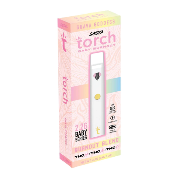 TORCH BURNOUT BLEND 2.2G THC-M THC-A THC-P DISPOSABLES BOX OF 5 - GUAVA GODDESS SATIVA