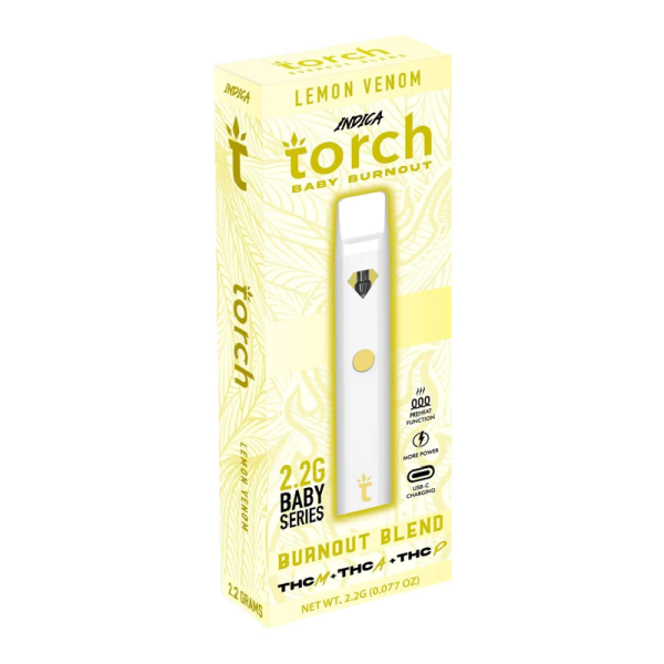 TORCH BURNOUT BLEND 2.2G THC-M THC-A THC-P DISPOSABLES BOX OF 5 - LEMON VENOM INDICA