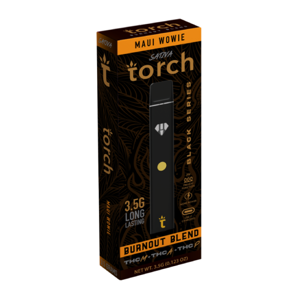TORCH BURNOUT BLACK SERIES 3.5G THC-M THC-A THC-P DISPOSABLES BOX OF 5 - MAUI WOWIE SATIVA