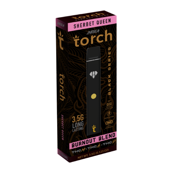 TORCH BURNOUT BLACK SERIES 3.5G THC-M THC-A THC-P DISPOSABLES BOX OF 5 - SHERBERT QUEEN INDICA