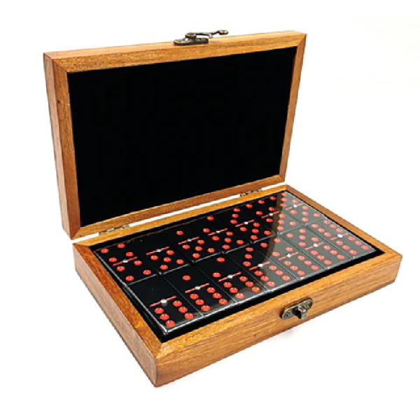 RAW DOMINOES DOUBLE SIX DOMINOES SET OF 28 - BLACK