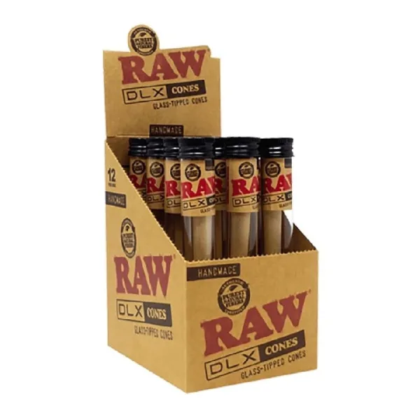 RAW ROLLING PAPER CONES BOX - DLX BOX OF 12