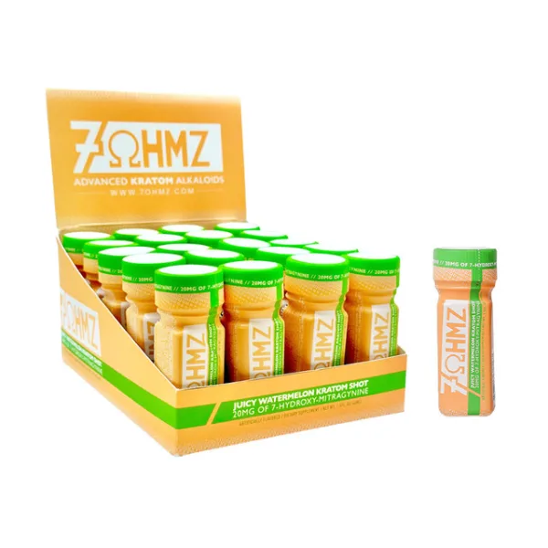 7 OHMZ ADVANCED KRATOM ALKALOIDS 7-HYDROXYMITRAGYNINE - 20MG JUICY WATERMELON DRINK SHOT BOX OF 20