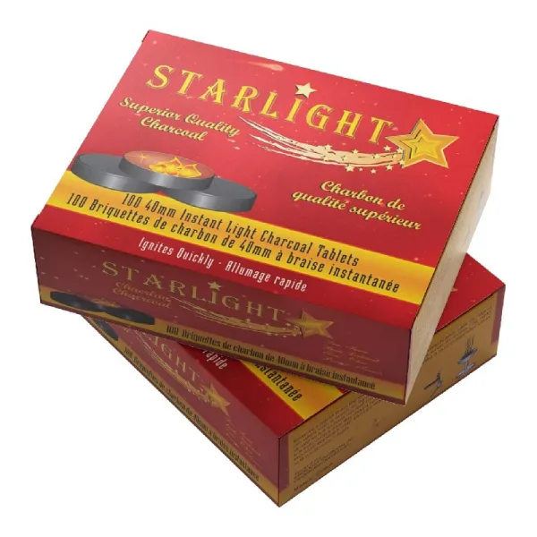 STARLIGHT 100 INSTANT LIGHT CHARCOAL TABLETS 10 ROLLS - 40MM