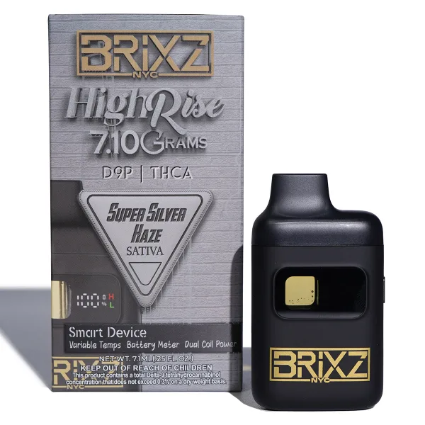 BRIXZ NYC HIGH RISE THCA 7.1G DISPOSABLES BOX OF 5 - SUPER SILVER HAZE SATIVA