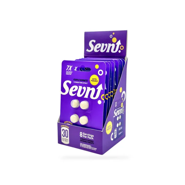 SEVN 7-HYDROXY+PSEUDO PURE EXTRACT 7X ULTRA STRENGTH TABLETS - 30MG 4CT PURPLE HORNETS BOX OF 10