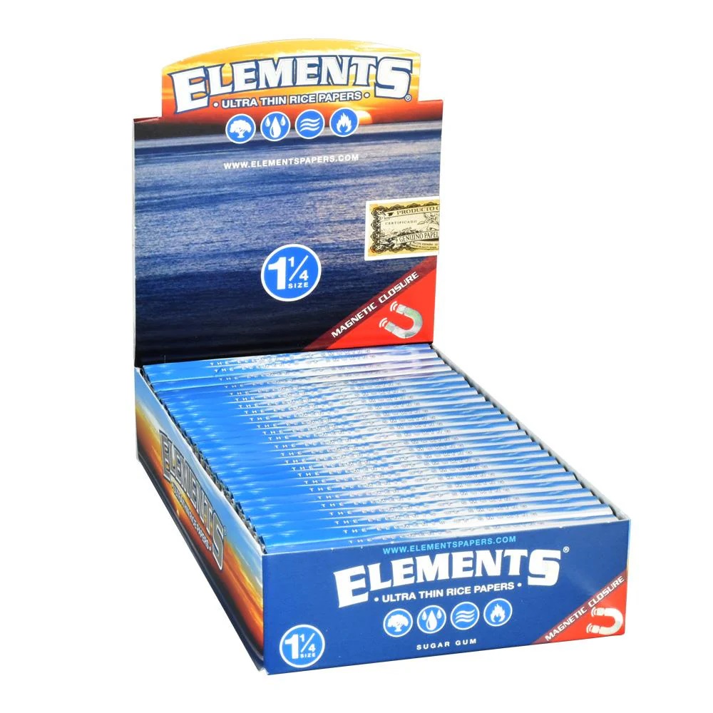 ELEMENTS ROLLING PAPERS BOX - 1 1/4 SIZE ULTRA THIN RICE BOX OF 25