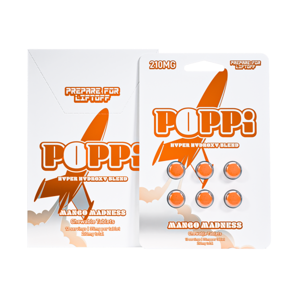 EXODUS POPPI HYPER HYDROXY BLEND CHEWABLE TABLETS 35MG 6CT - MANGO MADNESS BOX OF 6