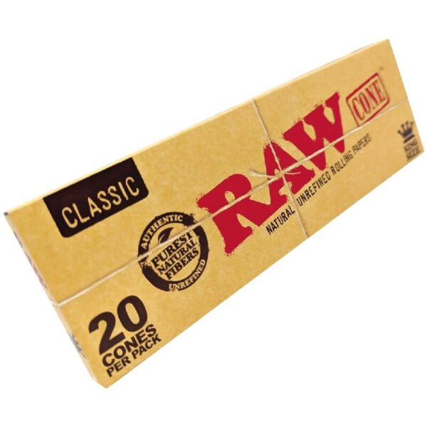 RAW ROLLING PAPER CONES BOX - 20 PACK KING SIZE CLASSIC