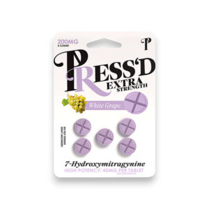 PRESS'D 7-HYDROXYMITRAGYNINE EXTRA STRENGTH TABLETS 40MG 5CT - WHITE GRAPE BOX OF 10