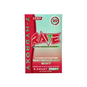 RAVE 7-HYDROXYMITRAGYNINE SUBLINGUAL STRIPS 20MG 5CT - WATERMELON MINT BOX OF 10