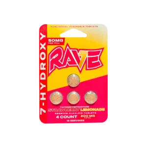 RAVE 7-HYDROXYMITRAGYNINE SUBLINGUAL CHEWABLE TABLETS 50MG 4CT - STRAWBERRY LEMONADE BOX OF 10