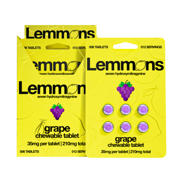 EXODUS LEMMONS 7-HYDROXYMITRAGYNINE CHEWABLE TABLETS 35MG 6CT - GRAPE BOX OF 6