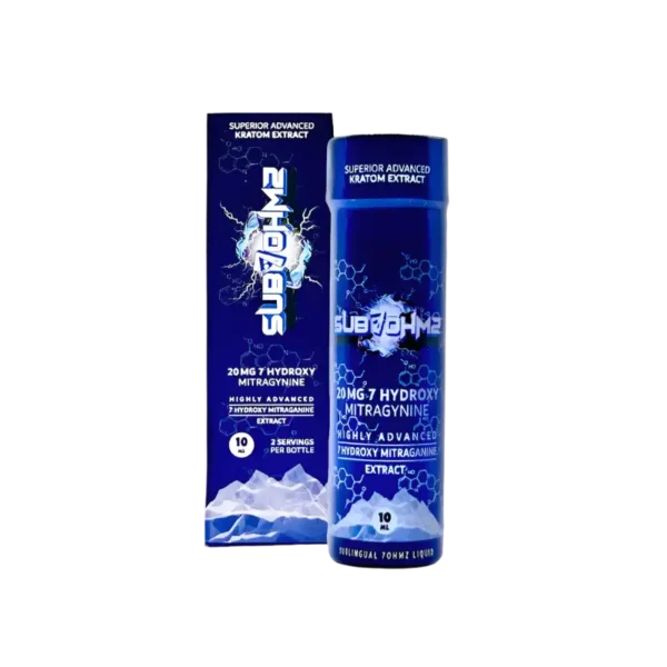 SUB 7OHMZ 7-HYDROXYMITRAGYNINE KRATOM EXTRACT SUBLINGUAL LIQUID SHOT 10ML 20MG - UNFLAVORED BOX OF 20