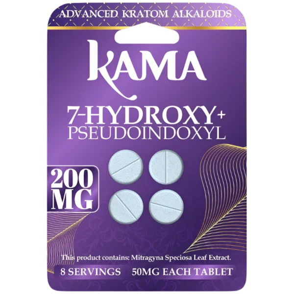 KAMA ADVANCED KRATOM ALKALOIDS - 7-HYDROXY+PSEUDOINDOXYL 50MG 4CT TABLETS BOX OF 10 - UNFLAVORED