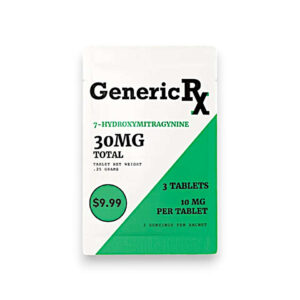 GENERIC RX 7-HYDROXYMITRAGYNINE KRATOM TABLET - 10MG 3CT BOX OF 20