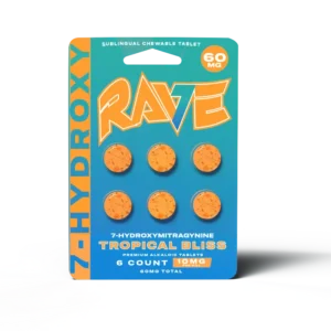 RAVE 7-HYDROXYMITRAGYNINE SUBLINGUAL CHEWABLE TABLETS 10MG 6CT - TROPICAL BLISS BOX OF 10