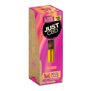 JUST CBD FULL SPECTRUM LIVE RESIN 1000MG 1G CARTRIDGE BOX OF 12 - OG KUSH INDICA