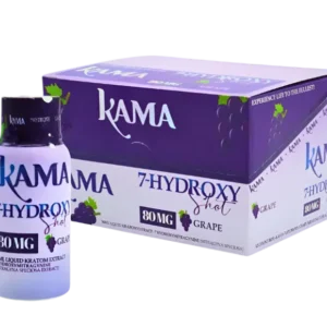 KAMA 7-HYDROXYMITRAGYNINE LIQUID KRATOM EXTRACT SHOTS 30ML 80MG - GRAPE BOX OF 12