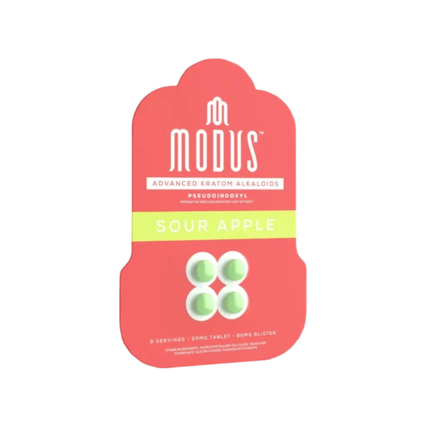 MODUS ADVANCED KRATOM ALKALOIDS PSEUDOINDOXYL TABS BOX OF 10 - 20MG 4CT SOUR APPLE