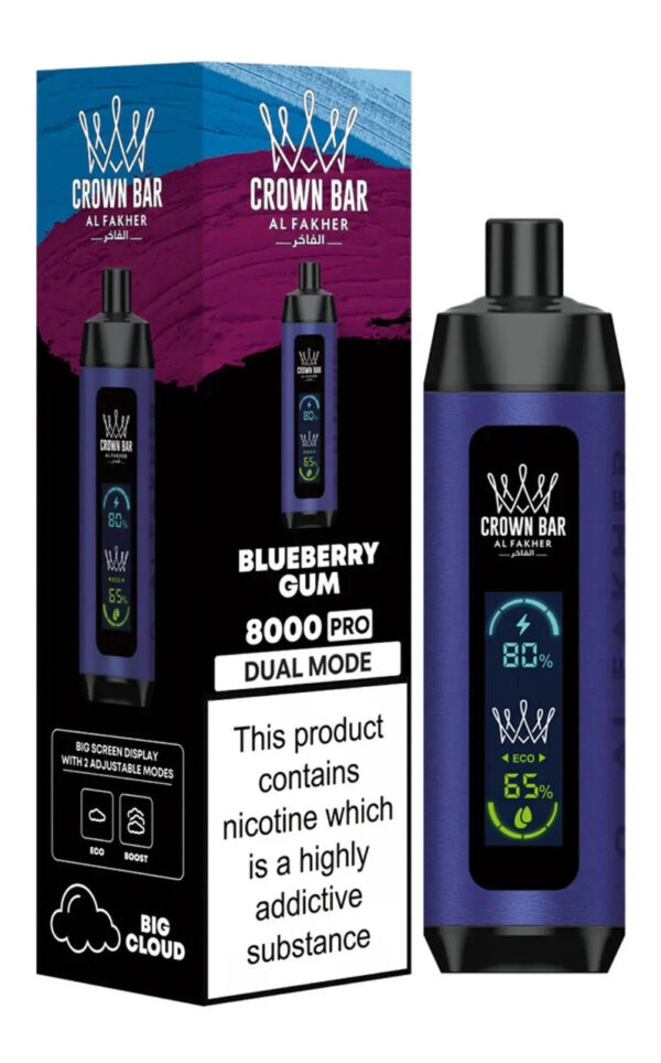 AL FAKHER CROWN BAR CRYSTAL 8000 BOX OF 5 - BLUEBERRY GUM