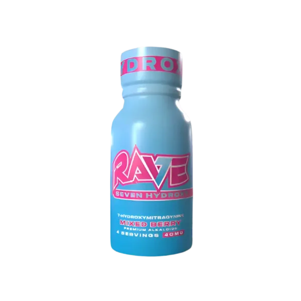RAVE 7-HYDROXYMITRAGYNINE SHOTS 40MG - MIXED BERRY BOX OF 12