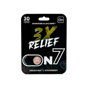 ON7 ADVANCED ALKALOIDS 7-HYDROXYMITRAGYNINE + PSEUDO RED 3X RELIEF TABLETS 30MG 1CT - STRAWBERRY BOX OF 10