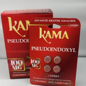 KAMA ADVANCED KRATOM ALKALOIDS - PSEUDOINDOXYL 25MG 4CT TABLETS BOX OF 10 - CHERRY
