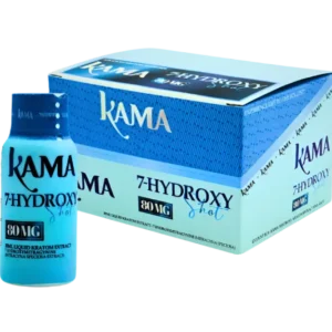 KAMA 7-HYDROXYMITRAGYNINE LIQUID KRATOM EXTRACT SHOTS 30ML 80MG - UNFLAVORED BOX OF 12