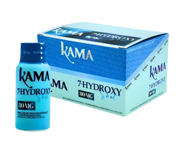 KAMA 7-HYDROXYMITRAGYNINE LIQUID KRATOM EXTRACT SHOTS 30ML 80MG - UNFLAVORED BOX OF 12