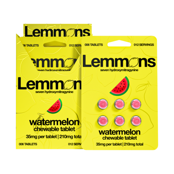 EXODUS LEMMONS 7-HYDROXYMITRAGYNINE CHEWABLE TABLETS 35MG 6CT - WATERMELON BOX OF 6