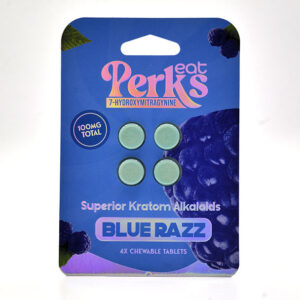 EAT PERKS SUPERIOR KRATOM ALKALOIDS 7-HYDROXYMITRAGYNINE TABLETS 25MG 4CT - BLUE RAZZ BOX OF 10
