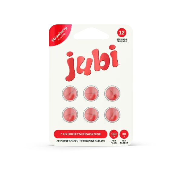 JUBI ADVANCED KRATOM 7-HYDROXYMITRAGYNINE TABLETS 30MG 6CT - STRAWBERRY BOX OF 10