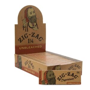 ZIG ZAG ROLLING PAPERS BOX - UNBLEACHED 1 1/4 SIZE BOX OF 24