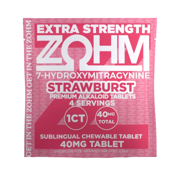 ZOHM 7-HYDROXYMITRAGYNINE EXTRA STRENGTH TABLETS 40MG 1CT - STRAWBURST BOX OF 40