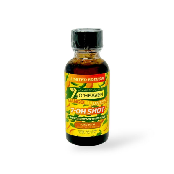 7 O'HEAVEN ADVANCED ALKALOID 7-HYDROXYMITRAGYNINE SHOTS 30ML 50MG - MANGO MADNESS BOX OF 12