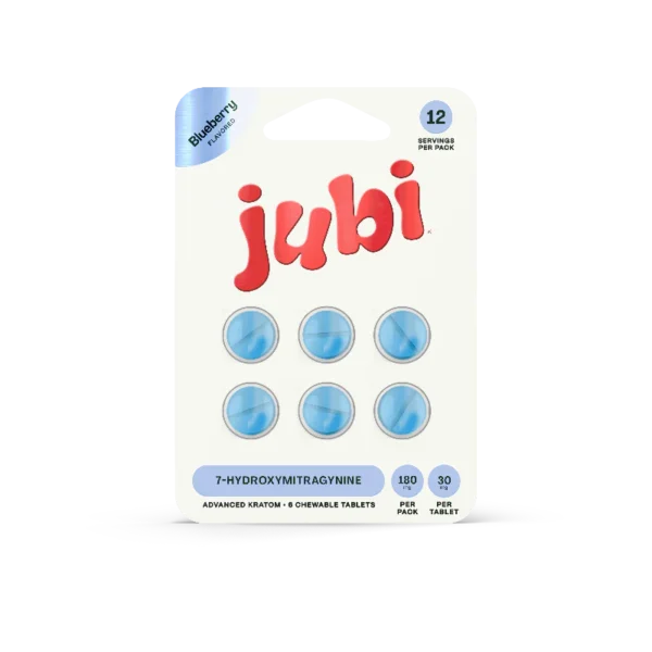 JUBI ADVANCED KRATOM 7-HYDROXYMITRAGYNINE TABLETS 30MG 6CT - BLUEBERRY BOX OF 10