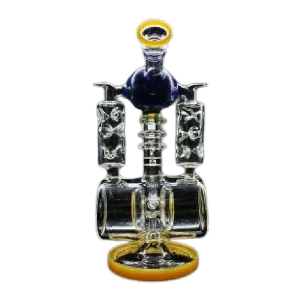 ALPHA GLASS BEAKER 12'' ALPHA ALIEN EGG W/ MEGA RECYCLER RIG WATER PIPE - CHAMPAGNE