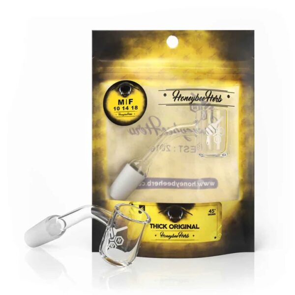HONEYBEE HERB WHITE LINE QUARTZ BANGER - QB42-14MM